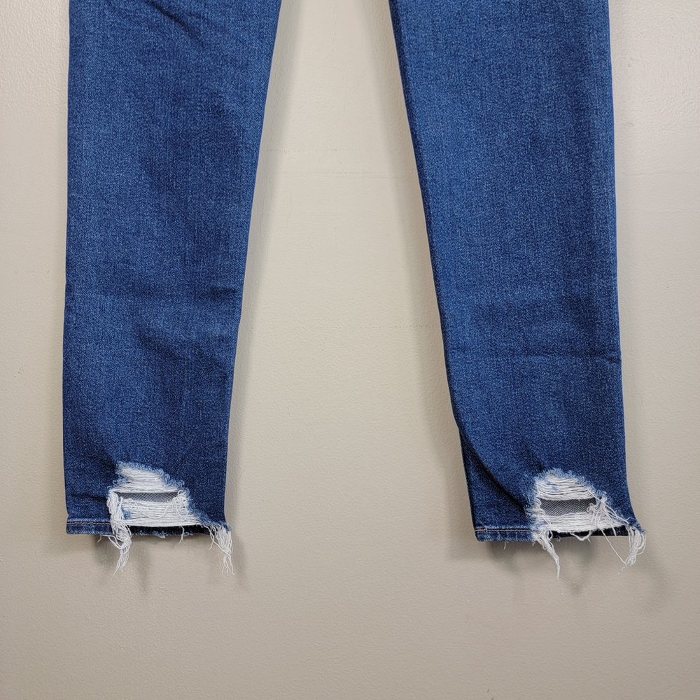 American Eagle Mom Jeans Hi Rise Medium Blue Wash Stretch Relaxed Fit AE 4 Long - Picture 9 of 12